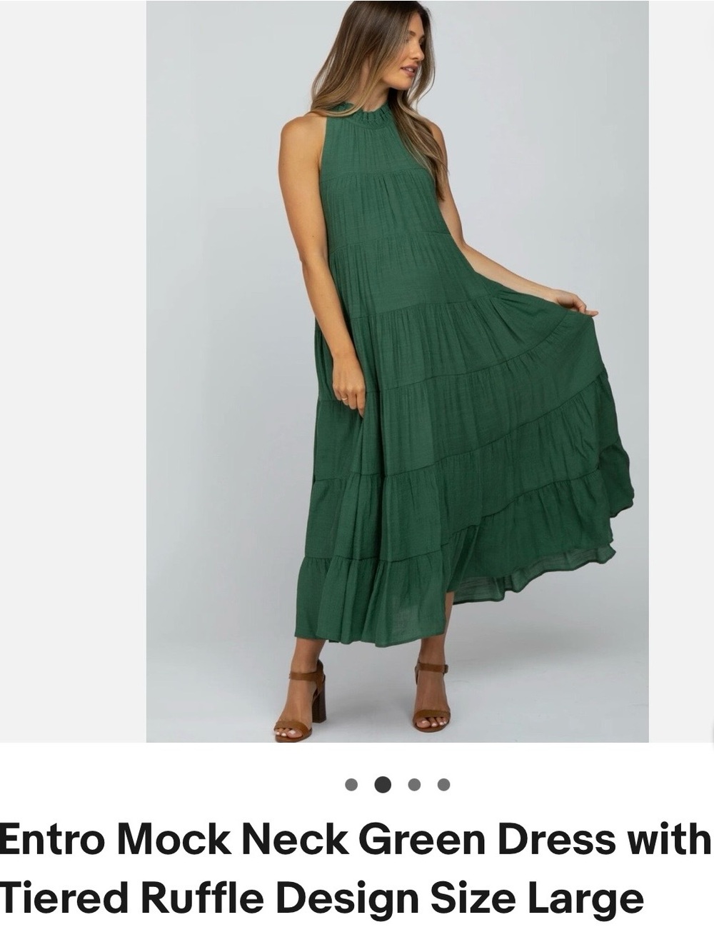 entro Sleeveless Tiered Maxi Dress in Forest Green